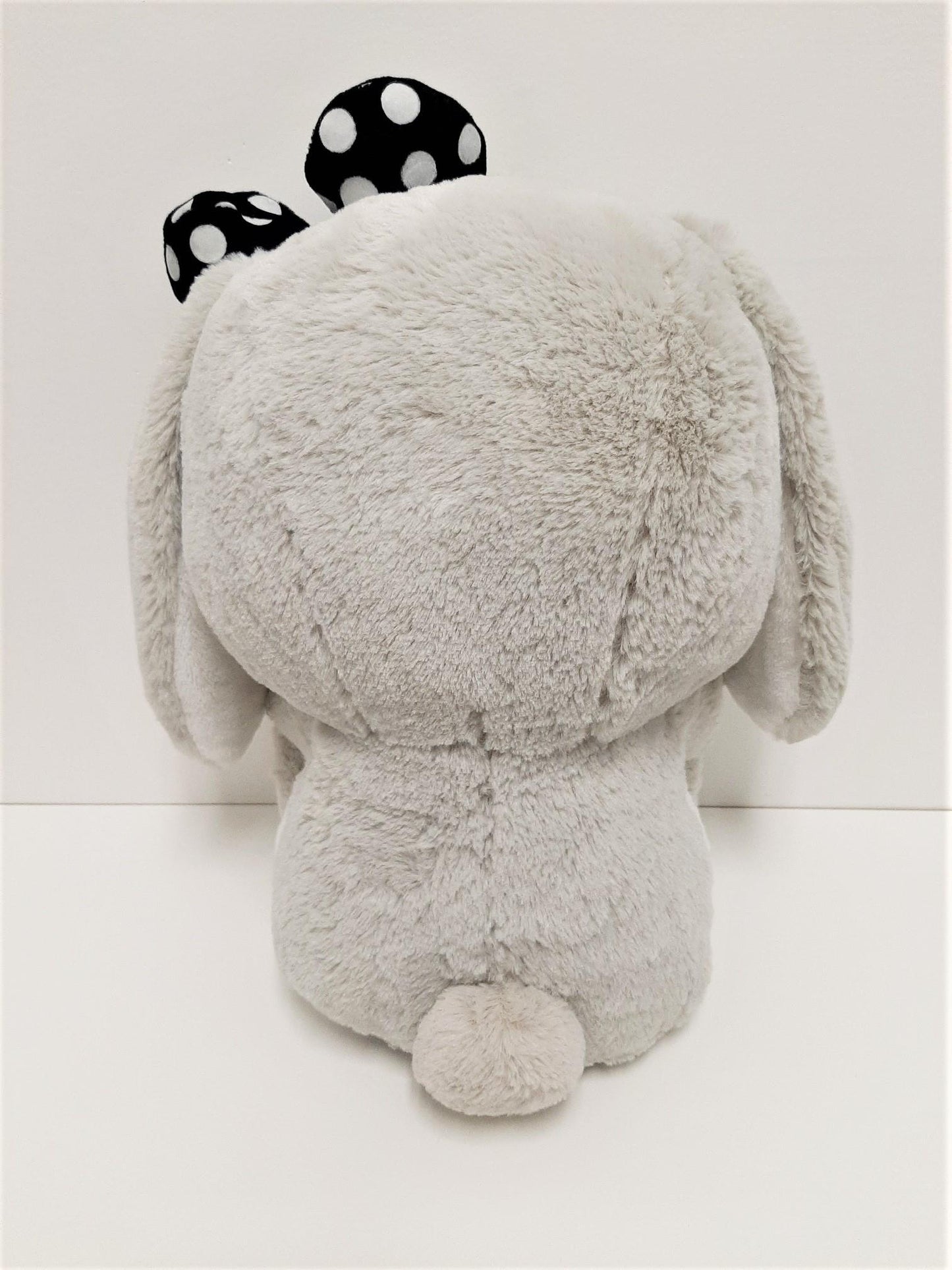 Amuse: Grey Bunny Black Polka-Dot Bow 16" Plush