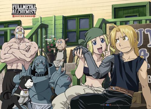 Fulletal Alchemist Brotherhood: Group at Rockbell's Wall Scroll