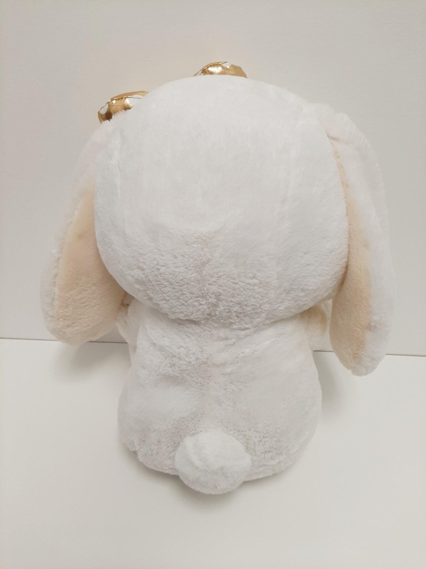 Amuse: White Bunny Gold Polka-Dot Bow 16" Plush