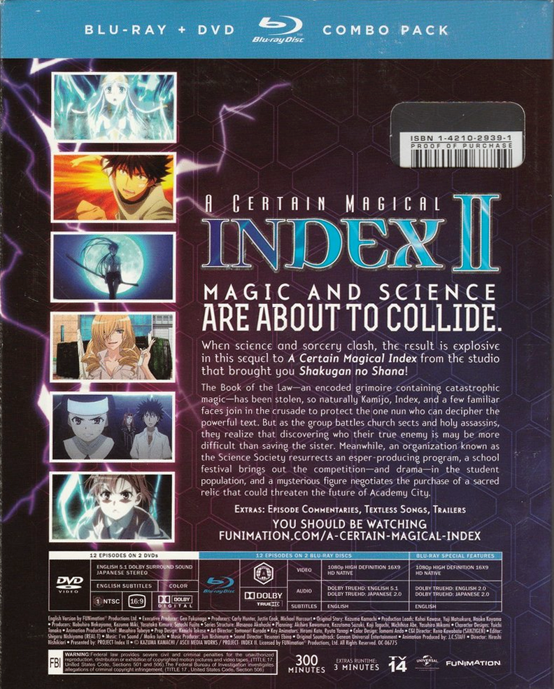 A Certain Magical Index II Part 1 Blu-ray/DVD Combo Pack
