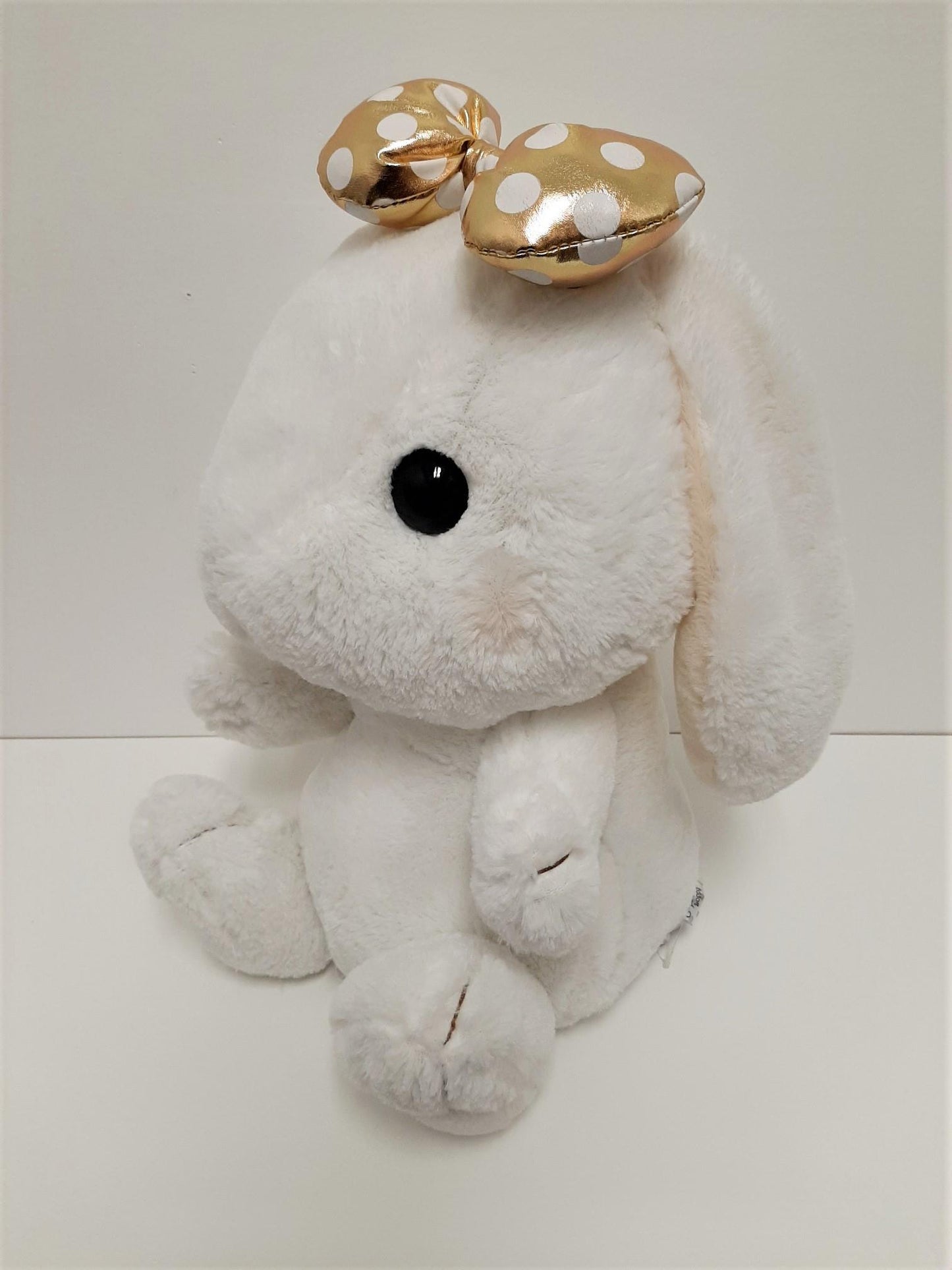 Amuse: White Bunny Gold Polka-Dot Bow 16" Plush