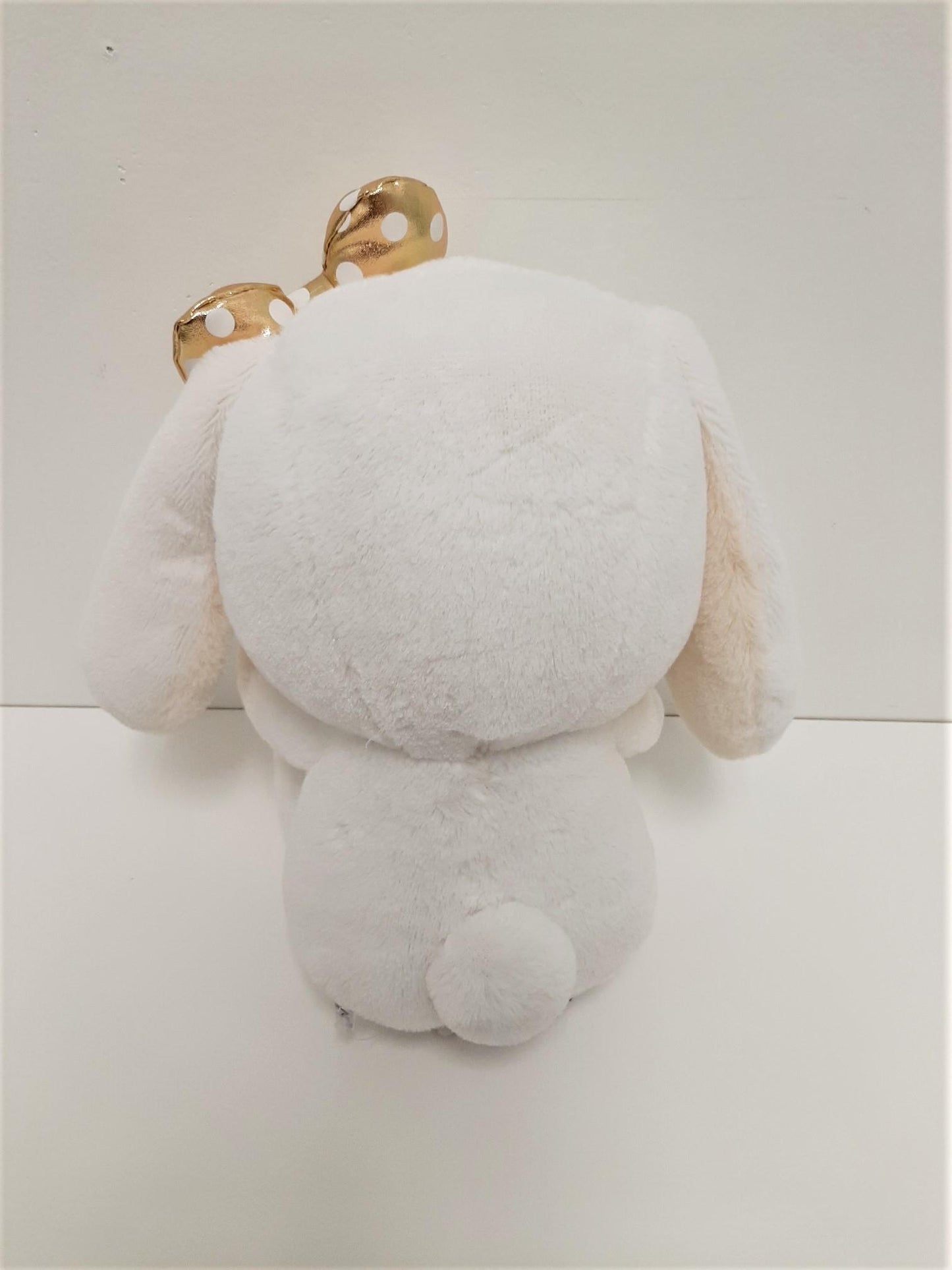Amuse: White Bunny Gold Polka-Dot Bow 10" Plush