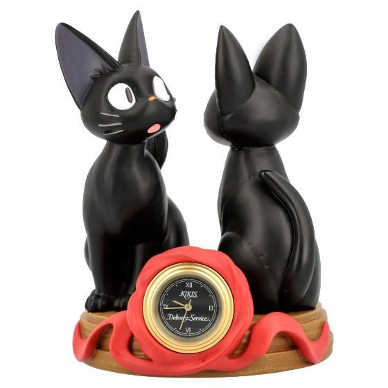 Kiki's Delivery Service: Jiji and Stuffed Plush Jiji Statue Desk Clock