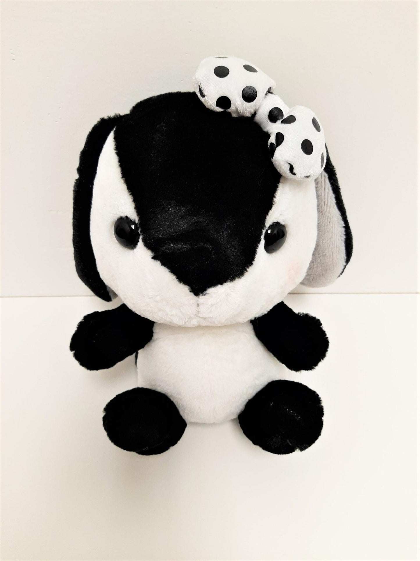 Amuse: Black and White Bunny with Polka Dot Bow 10" Plush