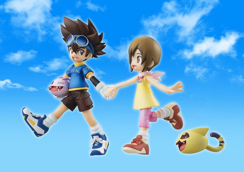 Digimon: Yagami Taichi and Yagami Hikari with Koromon & Nyaromon GEM Figurine