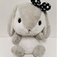 Amuse: Grey Bunny Black Polka-Dot Bow 16" Plush