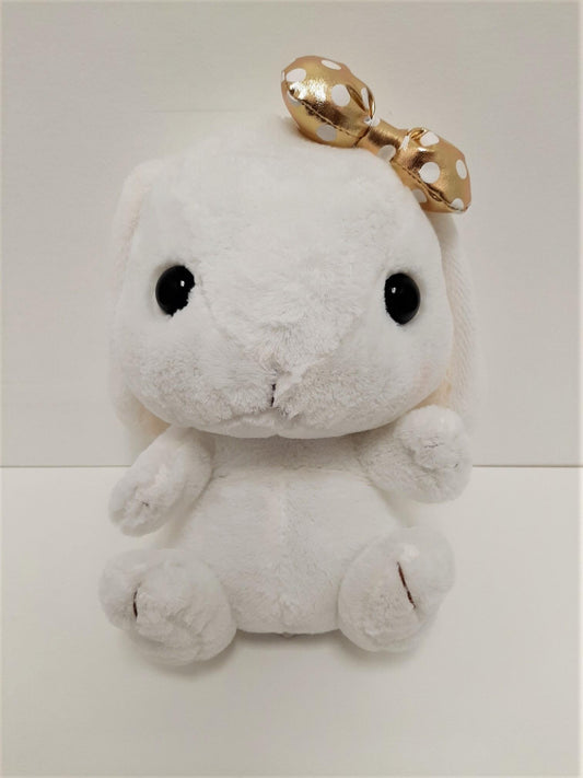Amuse: White Bunny Gold Polka-Dot Bow 10" Plush
