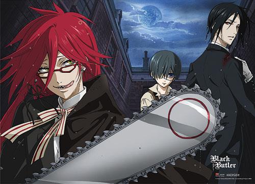 Black Butler: Grell with Chainsaw Fabric Poster